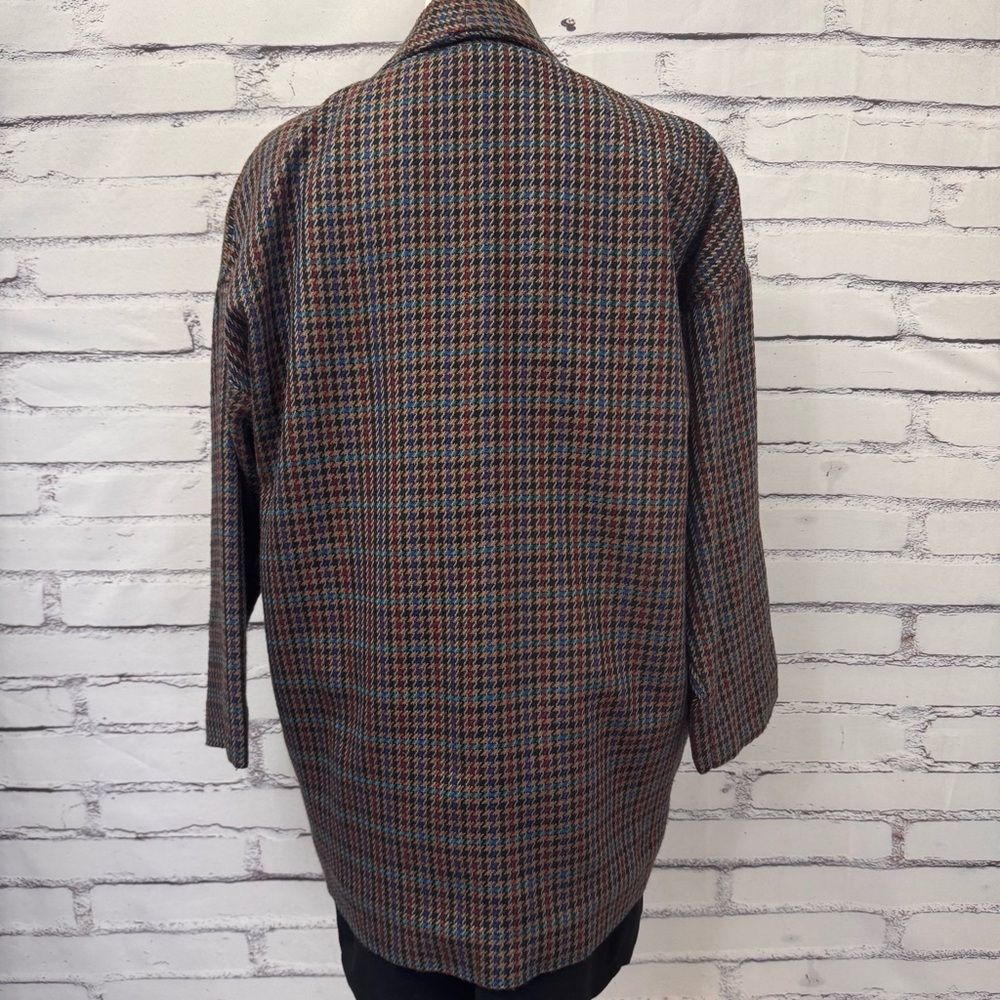 Vintage Tweed Houndstooth Blazer Shawl Collar Wool Feel Medium - Picture 4 of 16